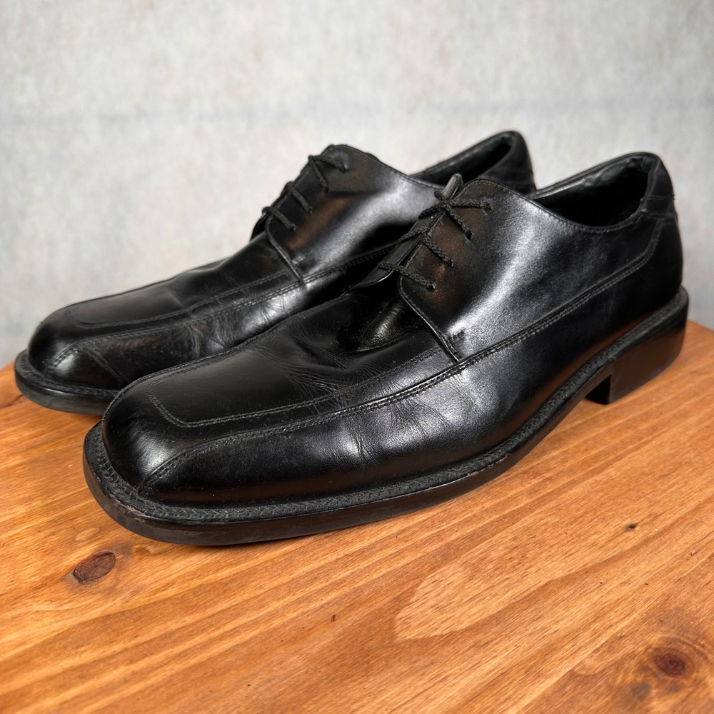 Bachrach Oxford Dress Shoes Mens 12 Black Good Square Toe Leather Derby 4045